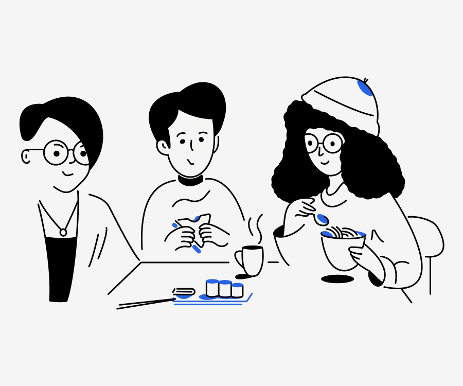 Three-people-eating